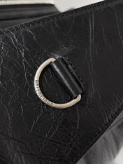 SUPERBUSY LARGE SLING BAG 42 IN BLACK LAMBSKIN