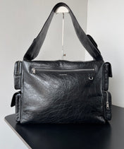 SUPERBUSY LARGE SLING BAG 42 IN BLACK LAMBSKIN