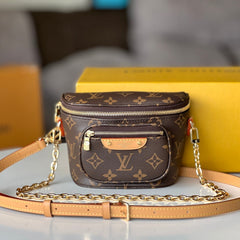 LV 25S MINI BUMBAG 17 IN BROWN MONOGRAM CALFSKIN GOLD HARDWARE
