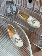 LP SPECIAL DOT SOLE WALK LOAFERS WHITE LAMBSKIN