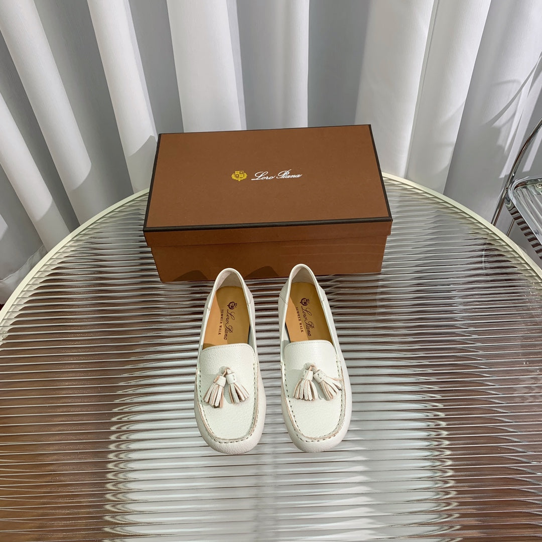 LP DOT SOLE WALK LOAFERS WHITE LAMBSKIN