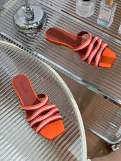 LP SPRIGHTLY CHARMS FLAT SANDAL BURNT ORANGE CALFSKIN