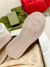 GG EMBOSSED TRAINER WHITE AND PASTEL PINK CALFSKIN