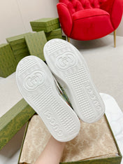 GG TRAINER SAGE CALFSKIN WITH FLOWERS PATTERN