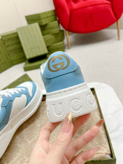 GG TRAINER WHITE AND SKY CALFSKIN