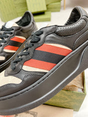 GG TRAINER BLACK AND CREAM CALFSKIN