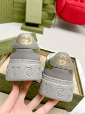 GG TRAINER GRAY AND CREAMY WHITE CALFSKIN