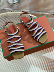 LP SPRIGHTLY CHARMS SANDAL WHITE AND OLIVE CALFSKIN