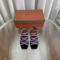 LP SPRIGHTLY CHARMS SANDAL WHITE AND BLACK CALFSKIN