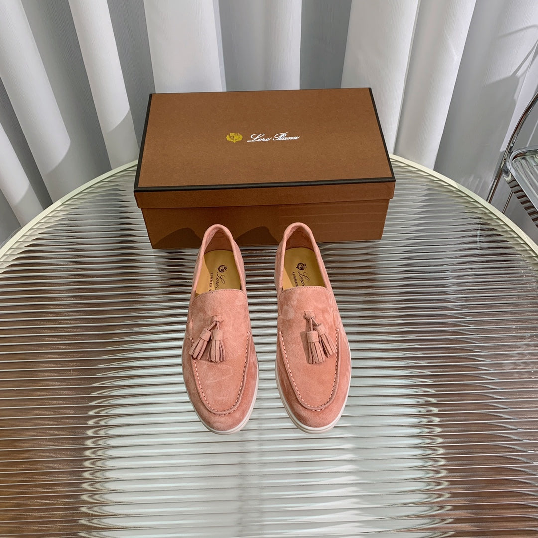 LP SUMMER WALK TASSELS LOAFERS BLUSH PINK SUEDE