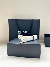 CC 30MM BELT IN FULL WHITE SMOOTH CALFSKIN METAL HARDWARE