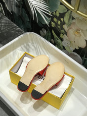 FENDI BAGUETTE SLIDES IN CHERRY RED LAMBSKIN