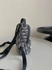 MINI RIDER BACKPACK 24 BEIGE AND BLACK OBLIQUE JACQUARD