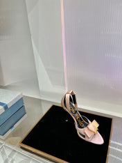 HIGH HEELS 11 CM IN PEACH PINK PURE SILK AND LAMBSKIN