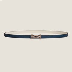 HM ANCRE BUCKLE & REVERSIBLE WHITE AND NAVY BLUE LEATHER STRAP 13MM COPPER HARDWARE