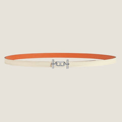 HM ANCRE BUCKLE & REVERSIBLE WHITE AND ORANGE LEATHER STRAP 13MM SILVER HARDWARE