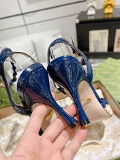 GG HIGH - HEEL SANDAL AZURE FABRIC ATTACH BOW