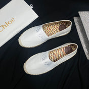 WOVEN LOAFER IN WHITE DENIM AND COLORFUL RAFFIA