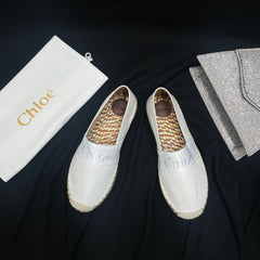 WOVEN LOAFER IN WHITE DENIM AND COLORFUL RAFFIA