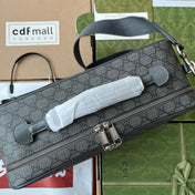 OPHIDIA SHOULDER BAG 36 IN DARK GREY GG CALFSKIN