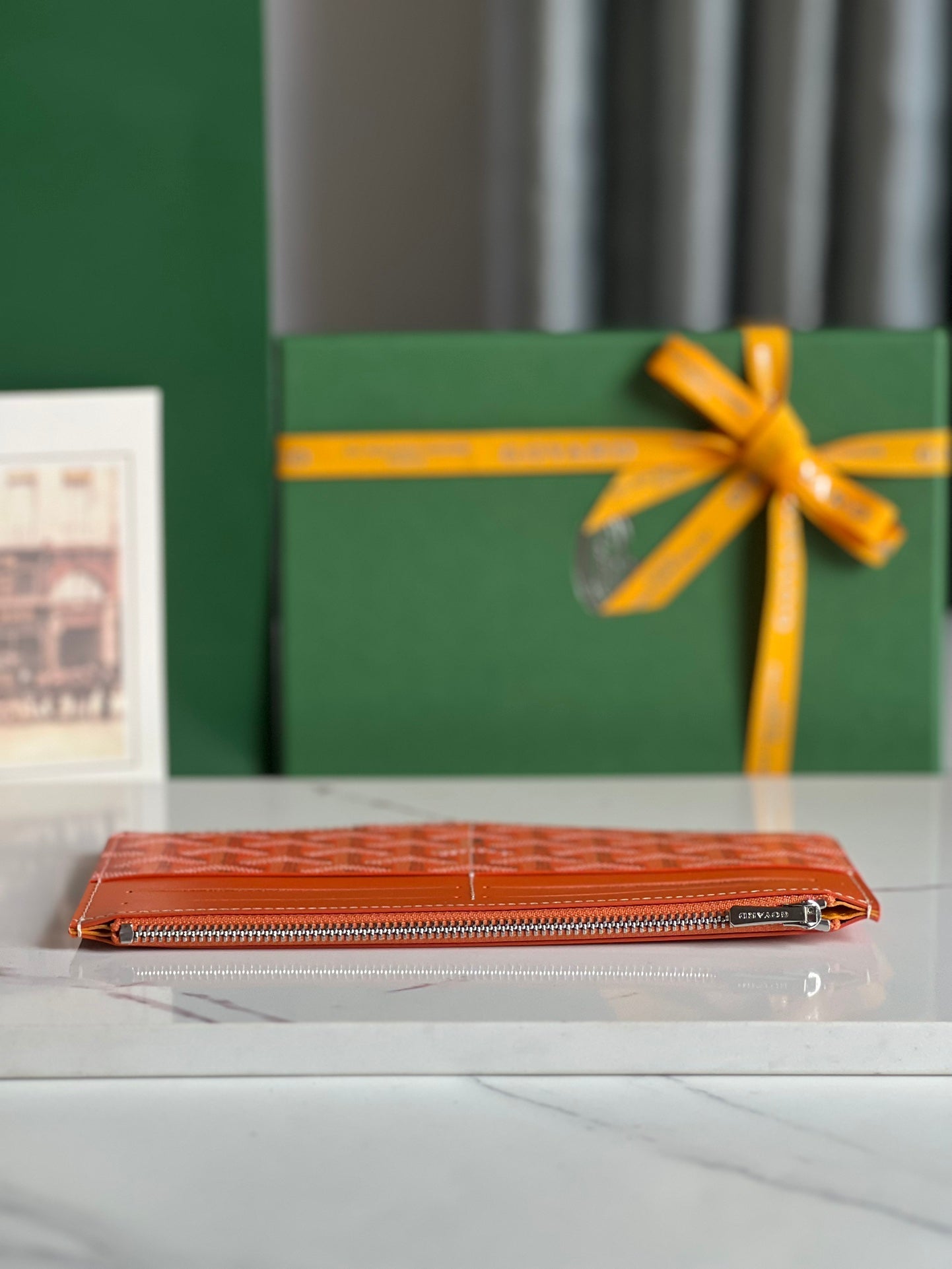 INSERT LOUISE 21 IN RED ORANGE GOYARDINE CANVAS