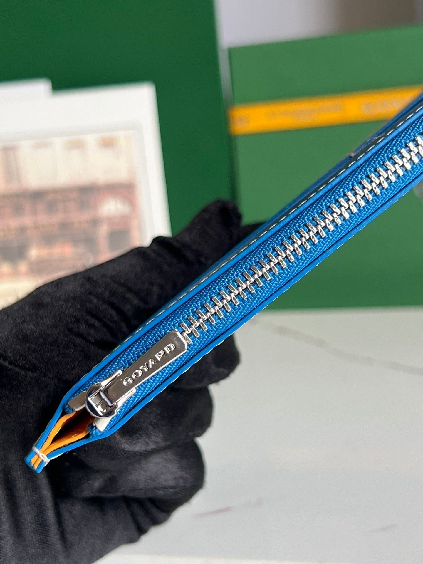 INSERT LOUISE 21 IN TORY BLUE GOYARDINE CANVAS