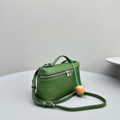 EXTRA POCKET L19 IN JUNGLE GREEN OSTRICH LEATHER