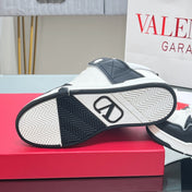VALENTINO 25S GARAVANI OPEN SKATE SNEAKERS IN WHITE MIX BLACK LAMBSKIN STYLE 8