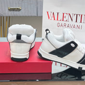VALENTINO 25S GARAVANI OPEN SKATE SNEAKERS IN WHITE MIX BLACK LAMBSKIN STYLE 8