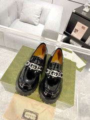 GG LOAFER WITH GG CHAINS GLOSSY BLACK CALFSKIN