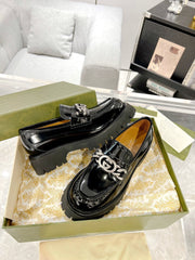 GG LOAFER WITH GG CHAINS GLOSSY BLACK CALFSKIN