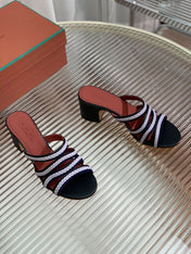 LP SPRIGHTLY CHARMS MID-SANDAL WHITE AND BLACK CALFSKIN