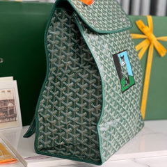 SAINT LÉGER BACKPACK 35 IN GREEN GOYARDINE CANVAS AND CALFSKIN WITH CARTOON PATCH