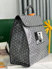 SAINT LÉGER BACKPACK 35 IN BLACK GOYARDINE CANVAS AND CALFSKIN WITH CARTOON PATCH