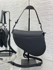 SADDLE BAG 24 IN BLACK CALFSKIN BLACK HARDWARE