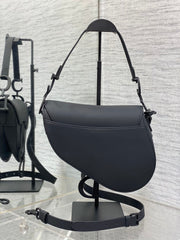 SADDLE BAG 24 IN BLACK CALFSKIN BLACK HARDWARE