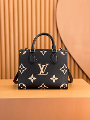 ONTHEGO TOTE 25 IN BLACK AND CREAM MONOGRAM EMPREINTE