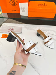 Gigi 50 Sandal White Tan Calfskin