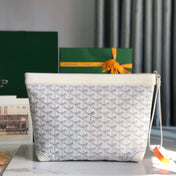 CONTI POUCH 24 IN WHITE LAMBSKIN AND GOYARDINE CANVAS