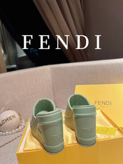 FENDI BAGUETTE WEDGE PLATFORM  85MM IN SEAFOAM GREEN CALFSKIN