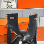 HM 25S SAINT GERMAIN ANKLE BOOTS 90 MM IN BLACK LAMBSKIN WITH SILVER HARDWARE