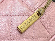 25S CHANEL QUILTED CAVIAR BOWLING BAG 27 IN PINK CALFSKIN