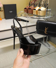 SL SUPER HIGH HEELS SANDAL GLOSSY BLACK CALFSKIN