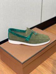 LP CHARMS WALK BABOUCHE LOAFERS OLIVE AND PINE SUEDE