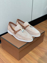 LP CHARMS WALK BABOUCHE LOAFERS ALMOND AND BROWN SUEDE