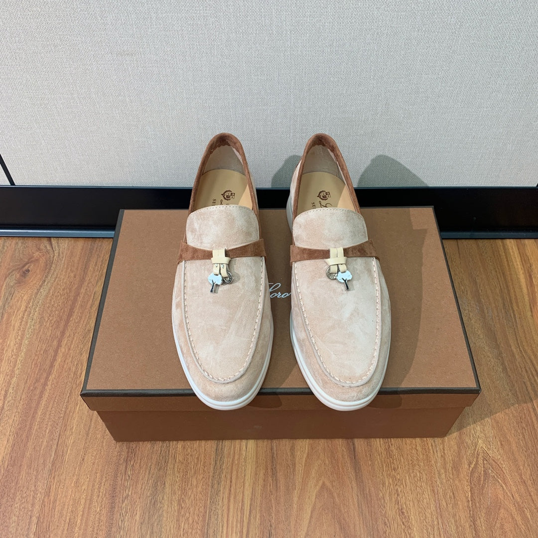 LP CHARMS WALK BABOUCHE LOAFERS ALMOND AND BROWN SUEDE