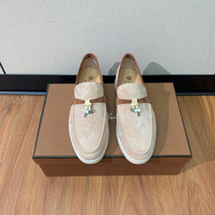 LP CHARMS WALK BABOUCHE LOAFERS ALMOND AND BROWN SUEDE