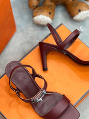 Glamour 75 Sandal Red Brown Leather