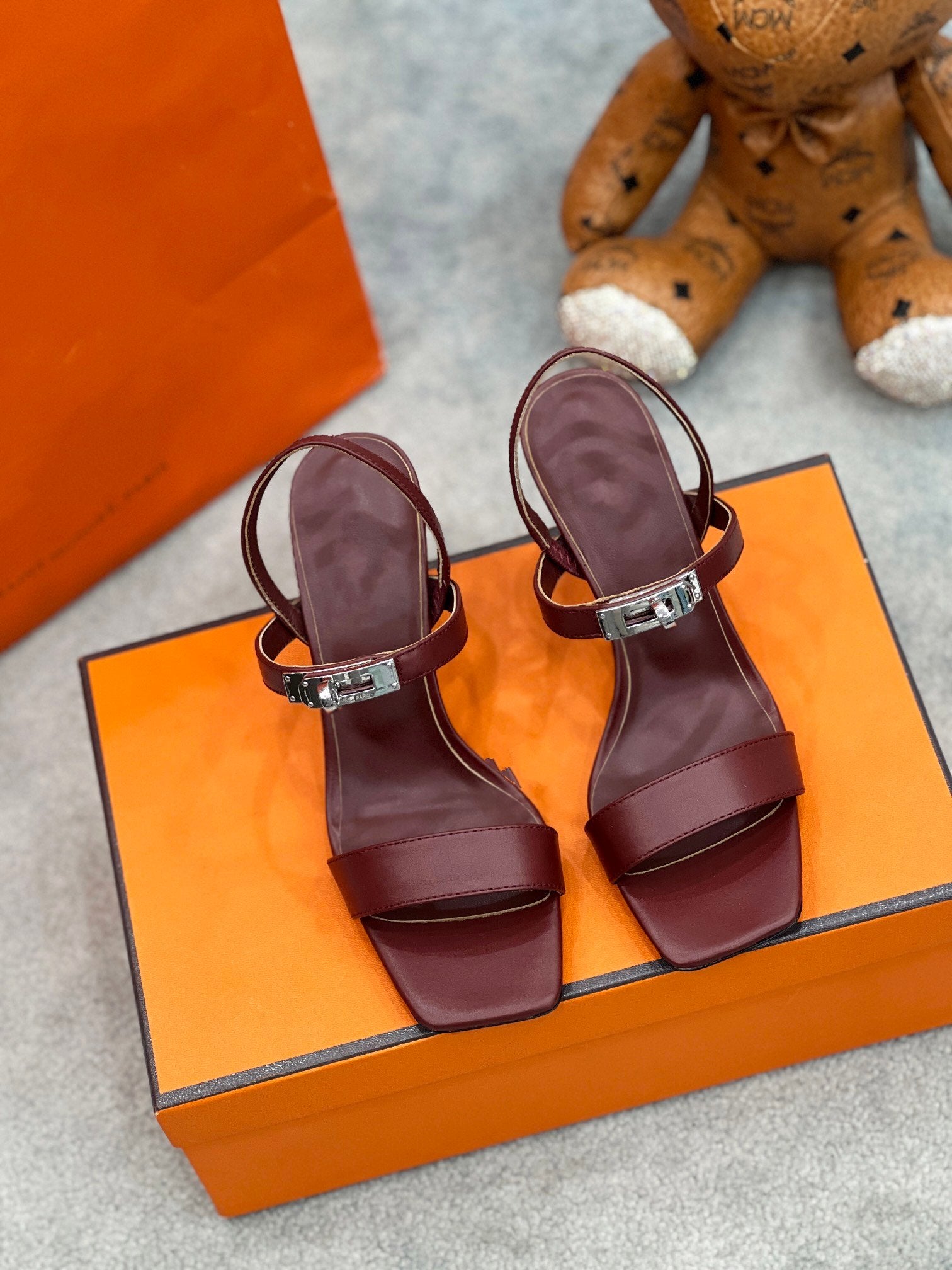 Glamour 75 Sandal Red Brown Leather