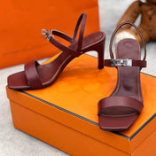 Glamour 75 Sandal Red Brown Leather